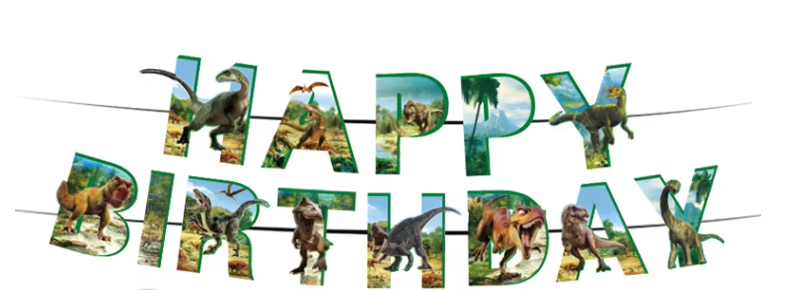 Banner happy birthday dinosaurios